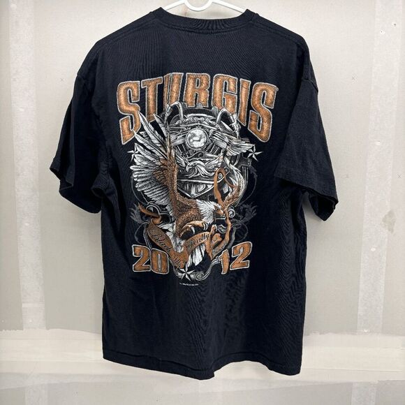 Sturgis Black HIlls Rally 2012 Eagle Engine Mens Size XL Black Shirt EUC - Picture 2 of 4